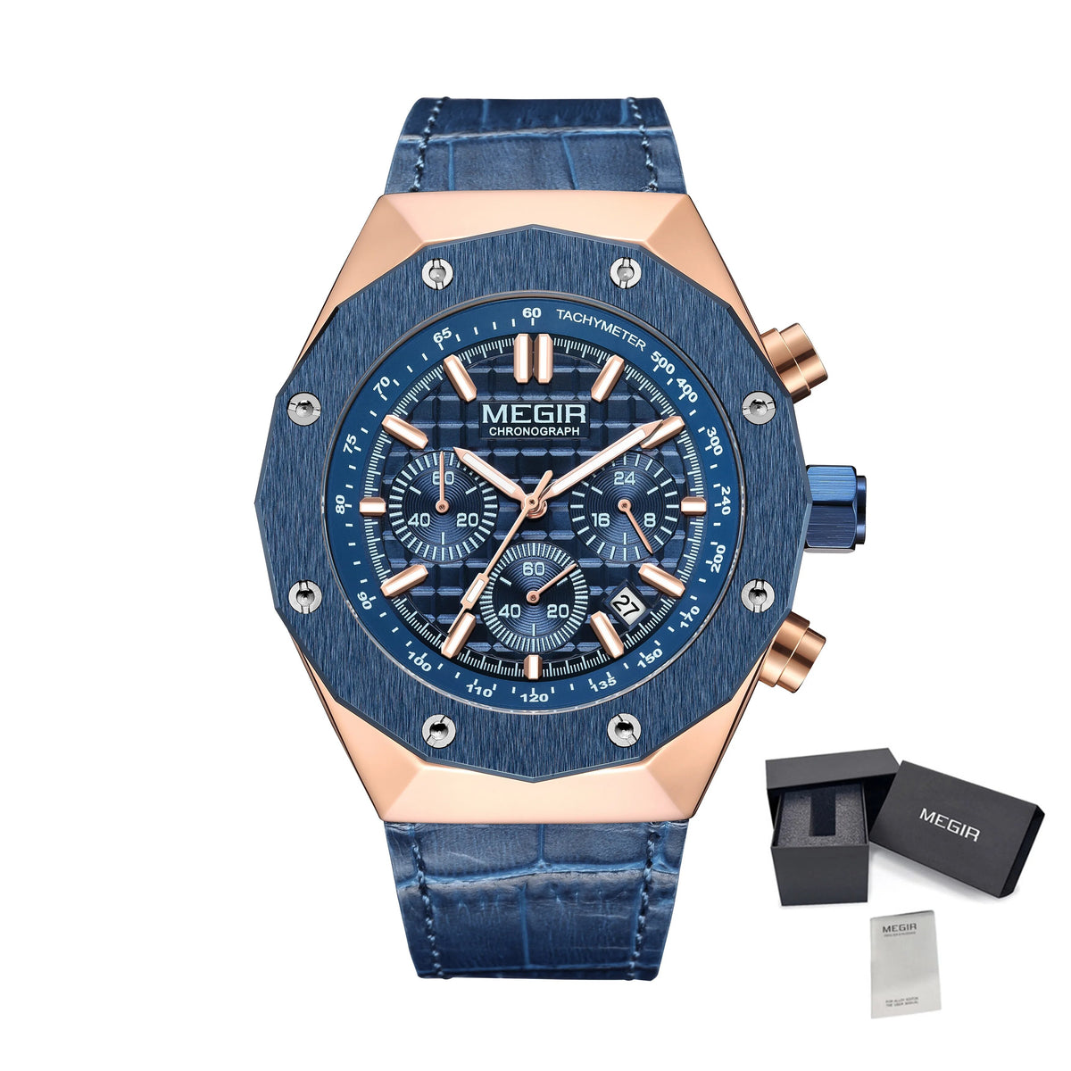 MEGIR 2213 – Reloj deportivo de cuarzo con correa de cuero