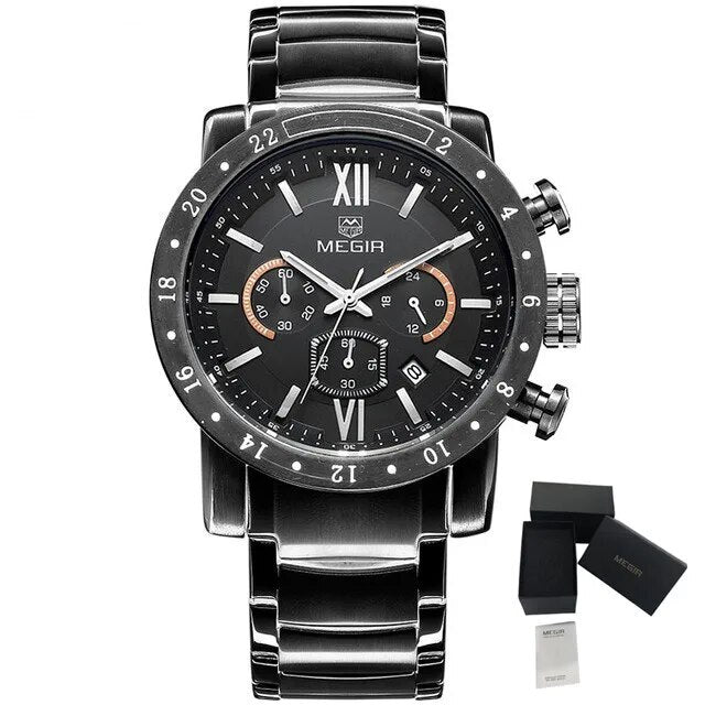 MEGIR 3008 – Cronógrafo elegante con correa de cuero