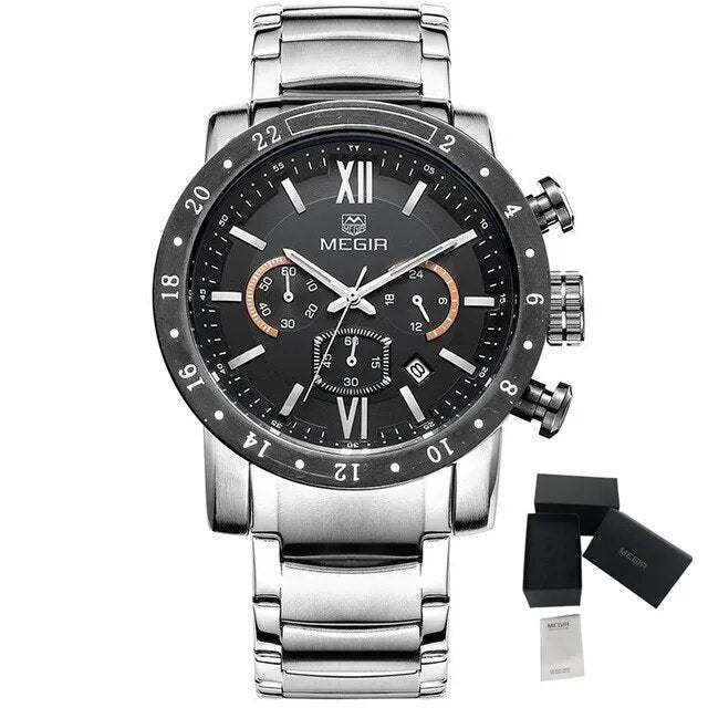 MEGIR 3008 – Cronógrafo elegante con correa de cuero