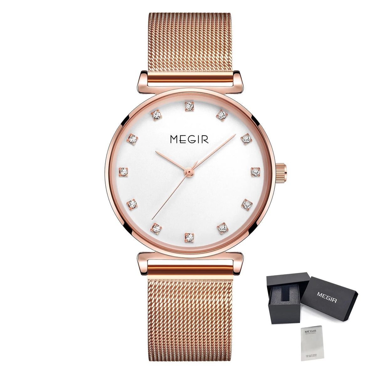 MEGIR 7001 – Reloj de cuarzo con malla de acero