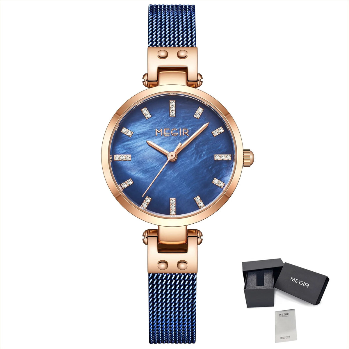 MEGIR 7025 – Reloj de cuarzo con malla de acero