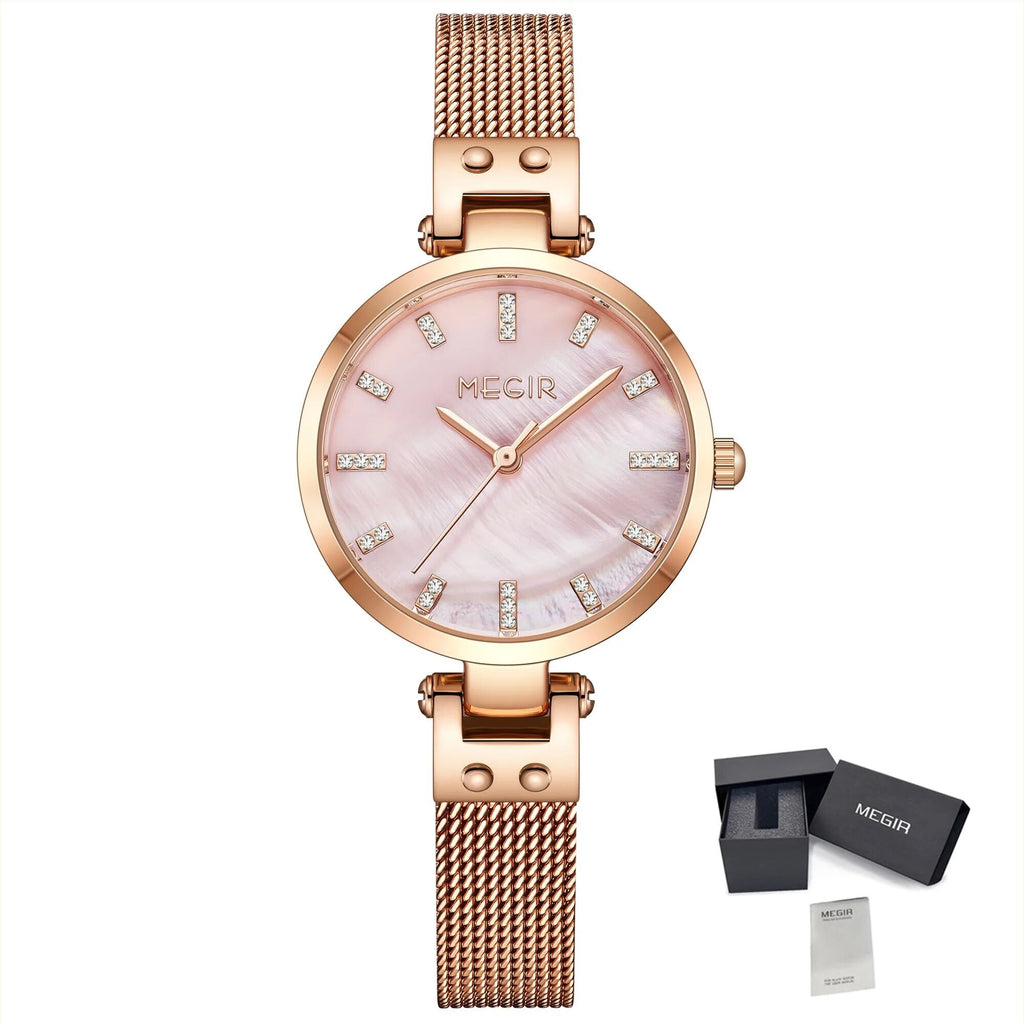 MEGIR 7025 – Reloj de cuarzo con malla de acero