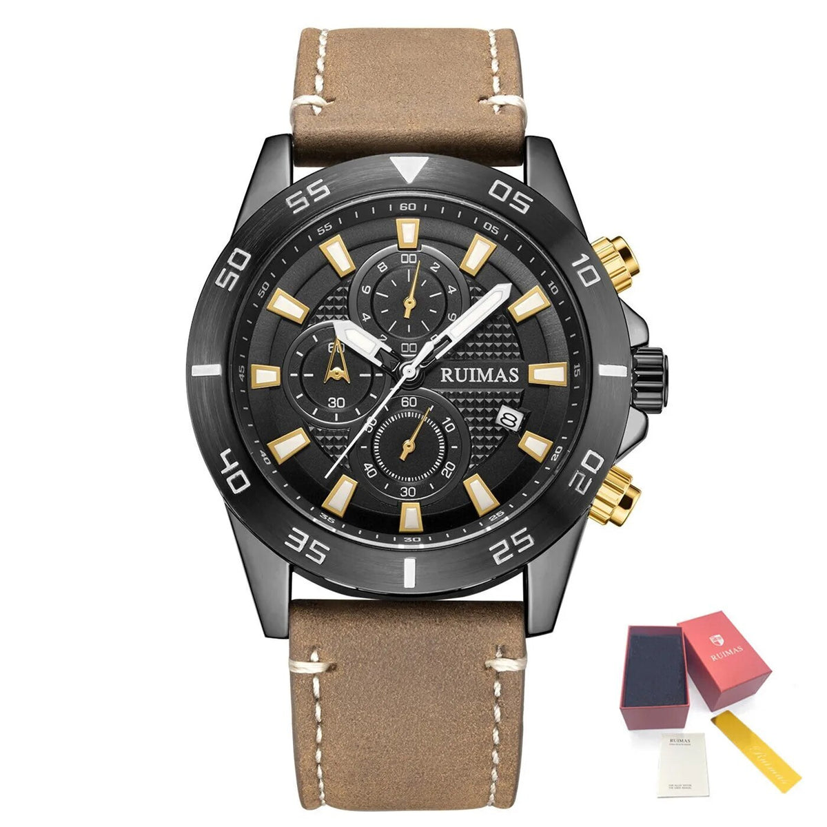 RUIMAS 572 – Reloj deportivo de cuarzo con correa de cuero