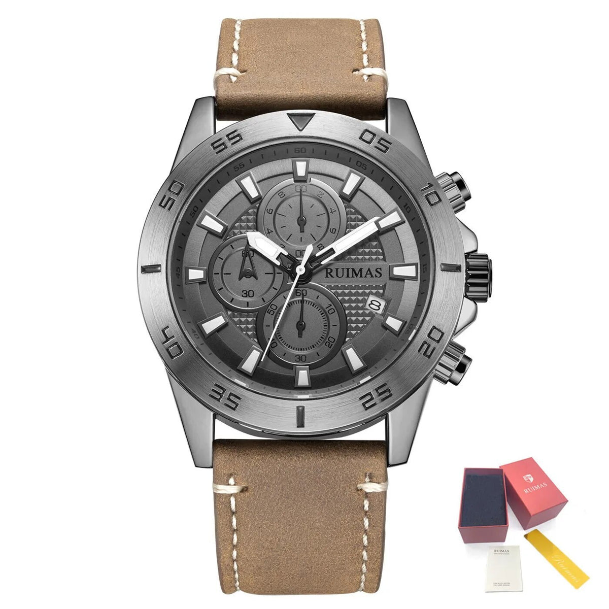 RUIMAS 572 – Reloj deportivo de cuarzo con correa de cuero