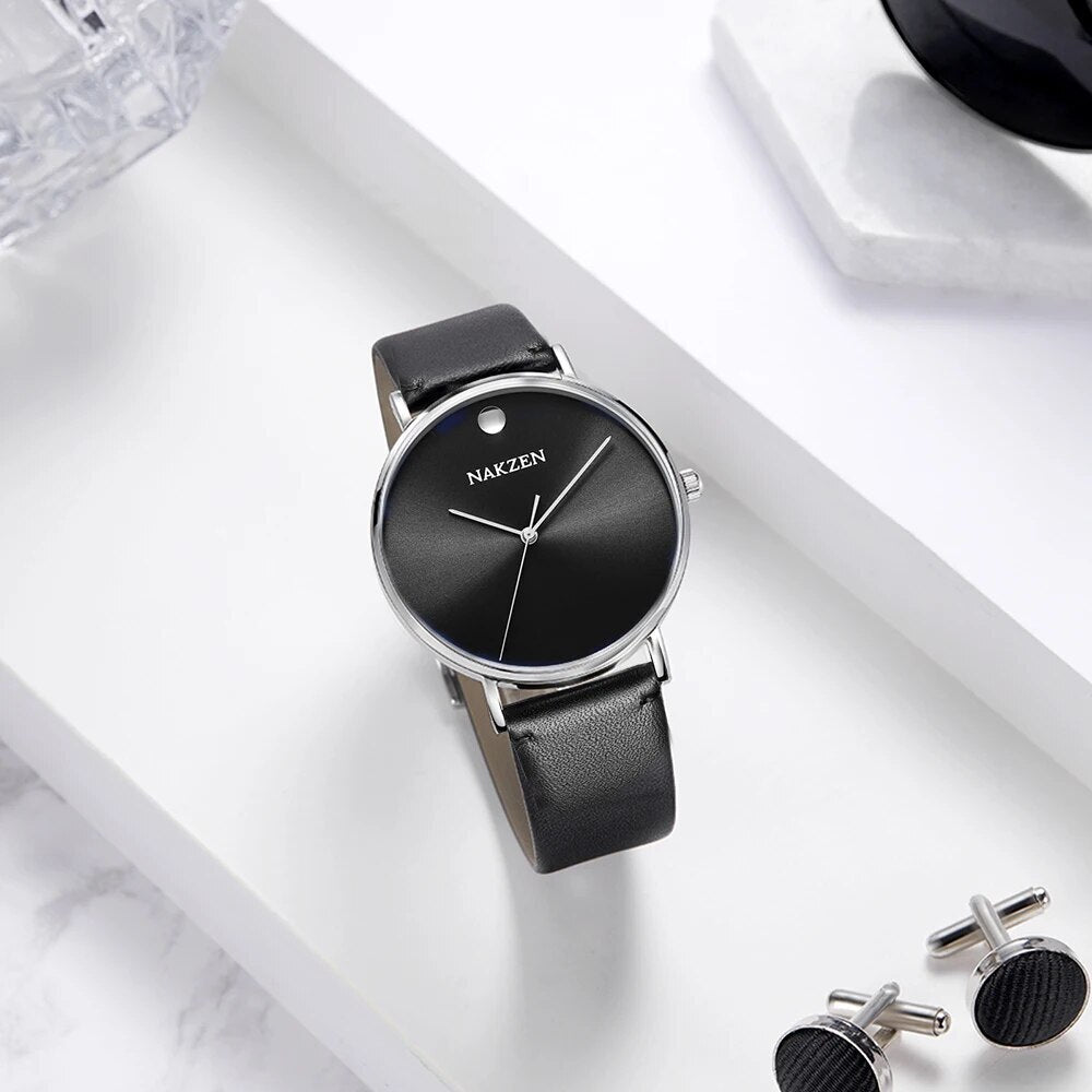 NAKZEN 4105 – Reloj de cuarzo con correa de cuero