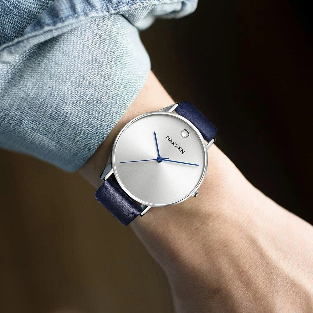 NAKZEN 4105 – Reloj de cuarzo con correa de cuero