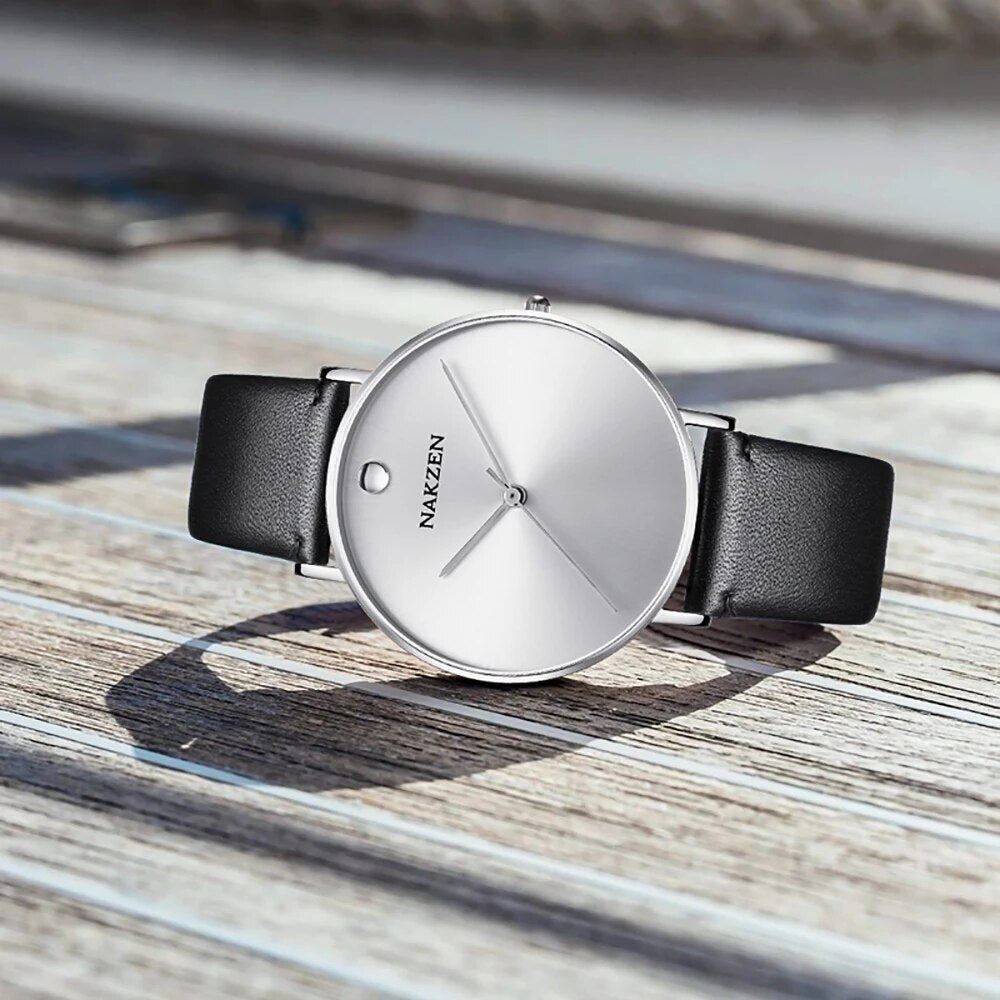 NAKZEN 4105 – Reloj de cuarzo con correa de cuero