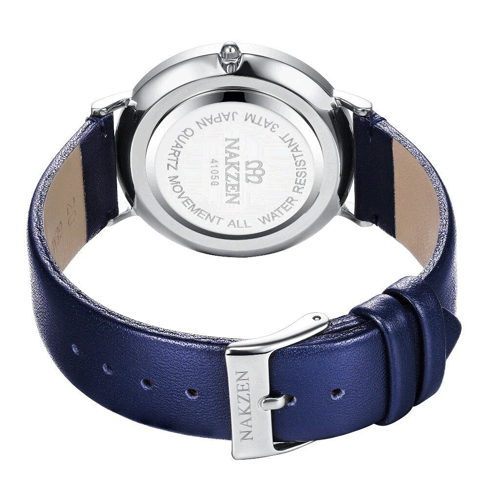 NAKZEN 4105 – Reloj de cuarzo con correa de cuero