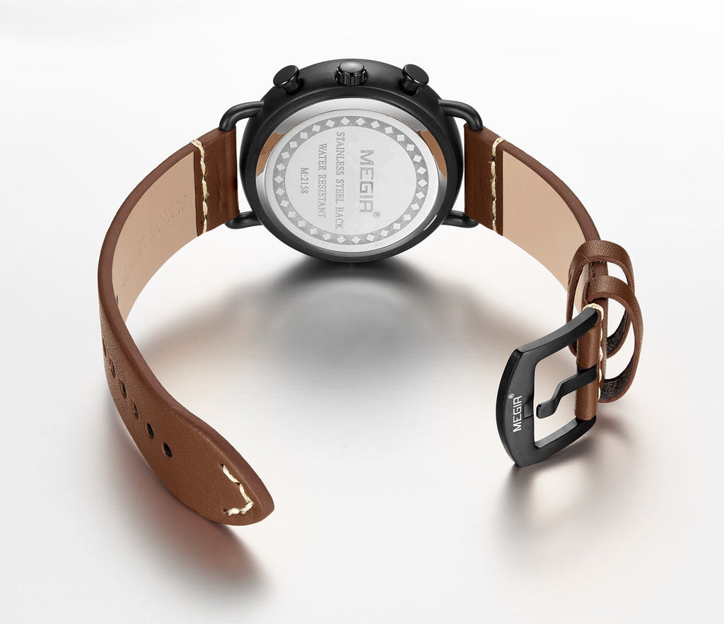 MEGIR 2158 – Reloj deportivo de cuarzo con correa de cuero