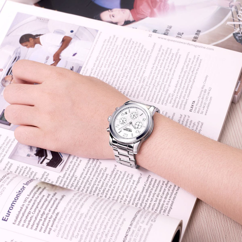 MEGIR 2057 – Reloj elegante de cuarzo en acero
