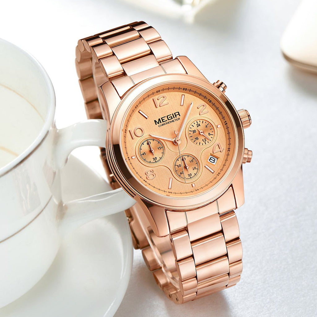 MEGIR 2057 – Reloj elegante de cuarzo en acero