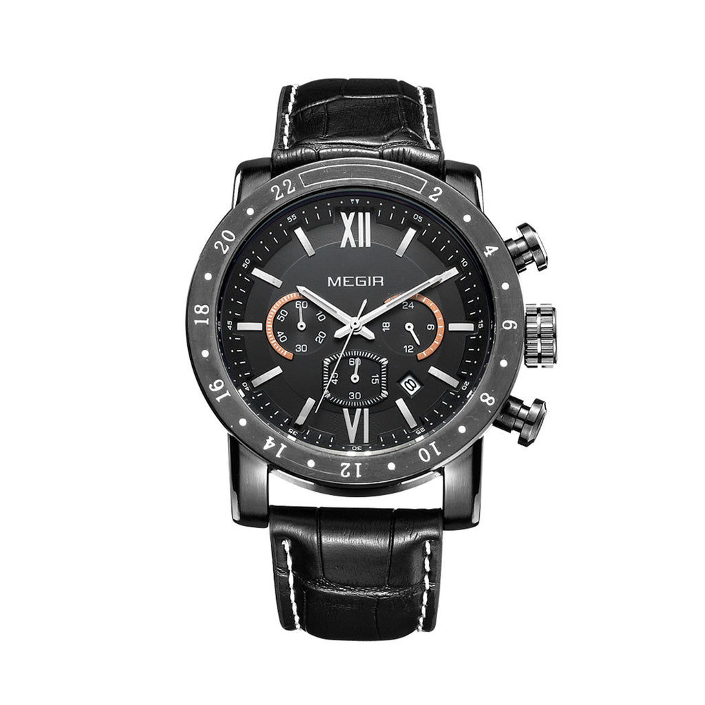 MEGIR 3008 – Cronógrafo elegante con correa de cuero