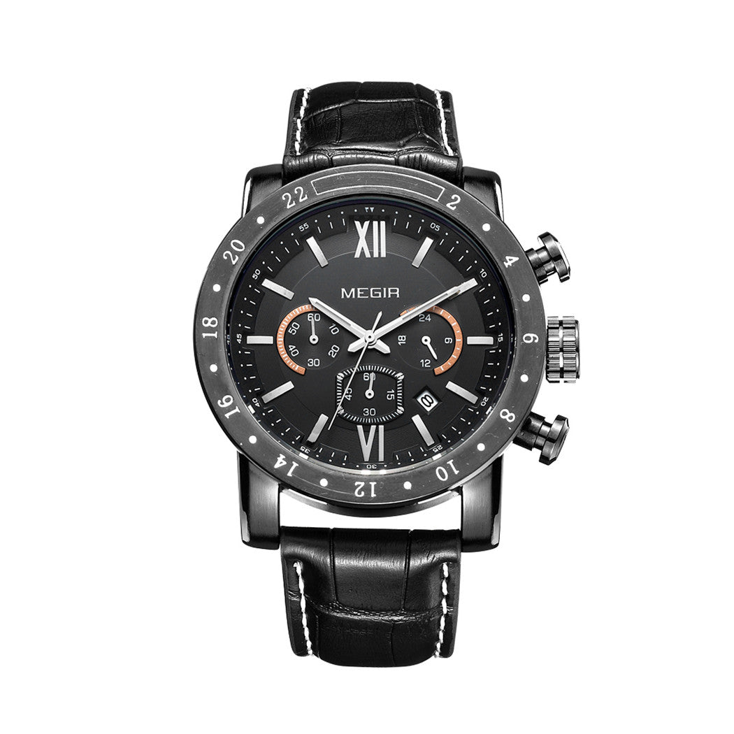 MEGIR 3008 – Cronógrafo elegante con correa de cuero