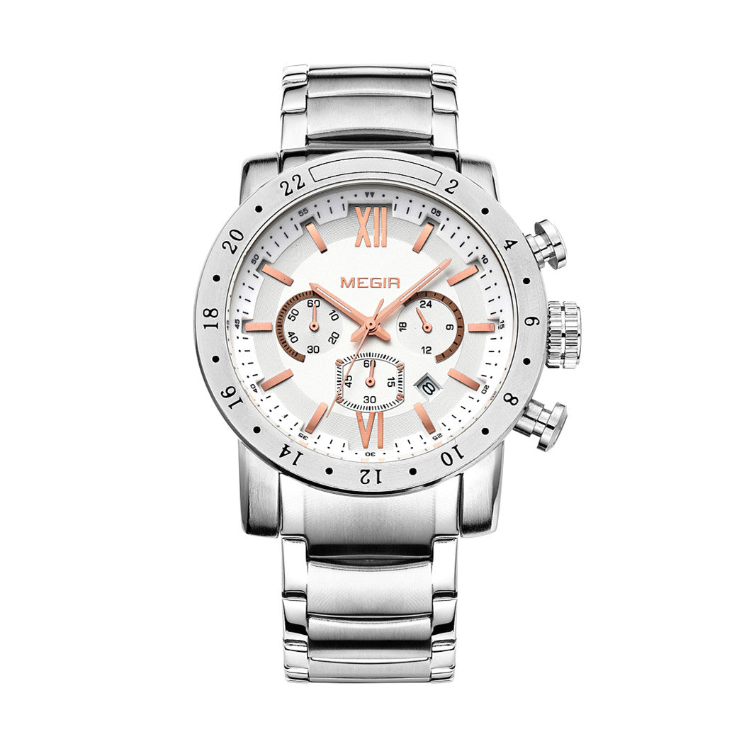 MEGIR 3008 – Cronógrafo elegante con correa de cuero