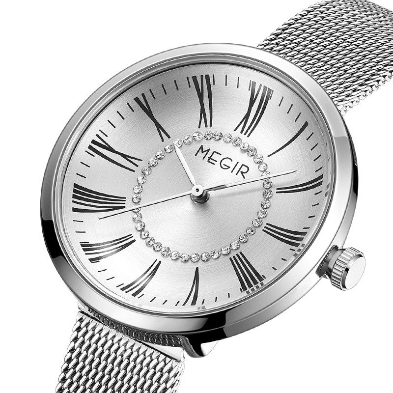 MEGIR 7014 – Reloj de cuarzo con malla de acero