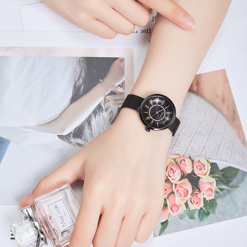 MEGIR 7014 – Reloj de cuarzo con malla de acero