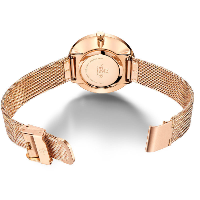 MEGIR 7014 – Reloj de cuarzo con malla de acero