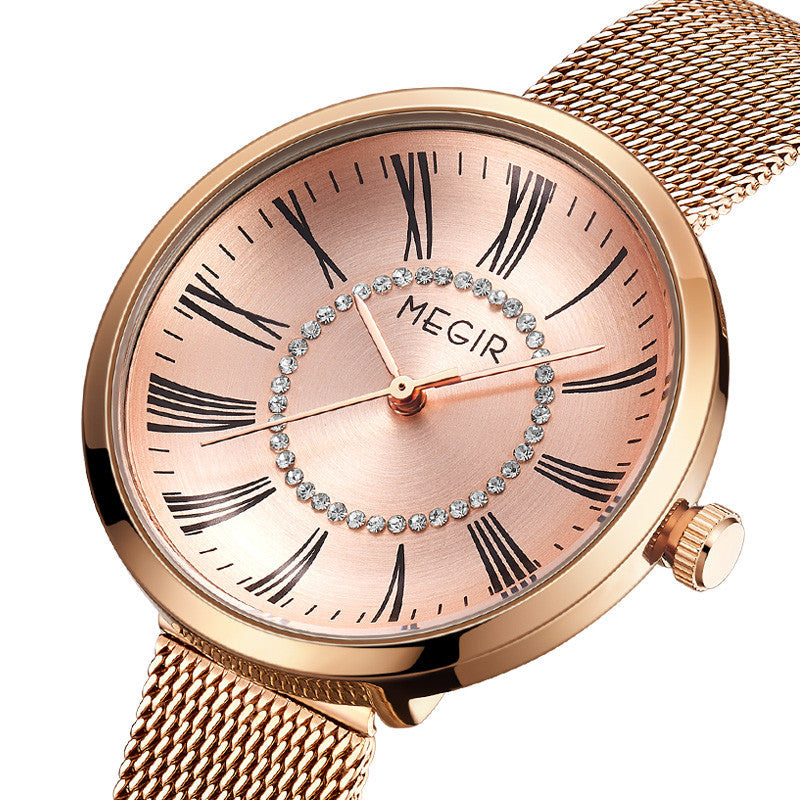 MEGIR 7014 – Reloj de cuarzo con malla de acero