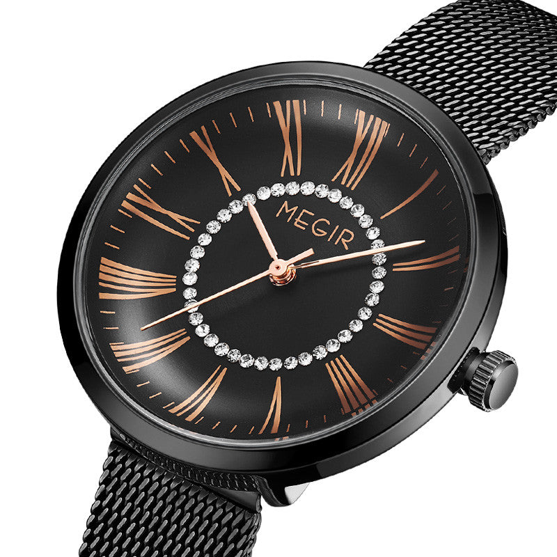 MEGIR 7014 – Reloj de cuarzo con malla de acero