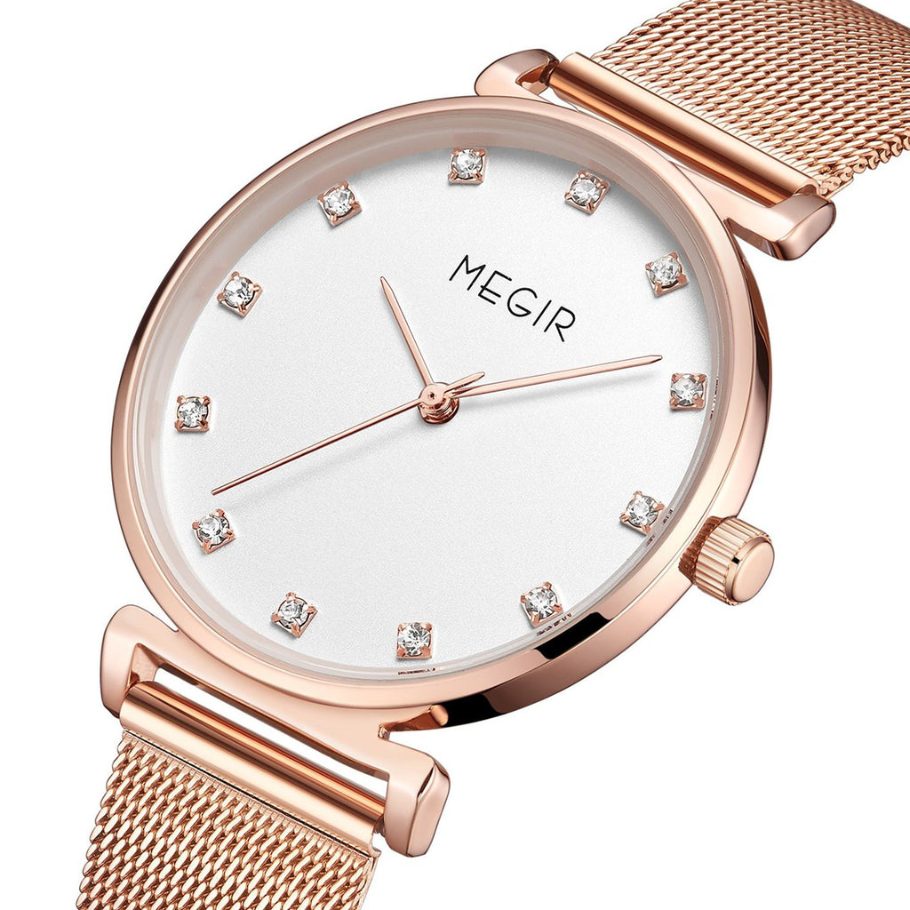MEGIR 7001 – Reloj de cuarzo con malla de acero