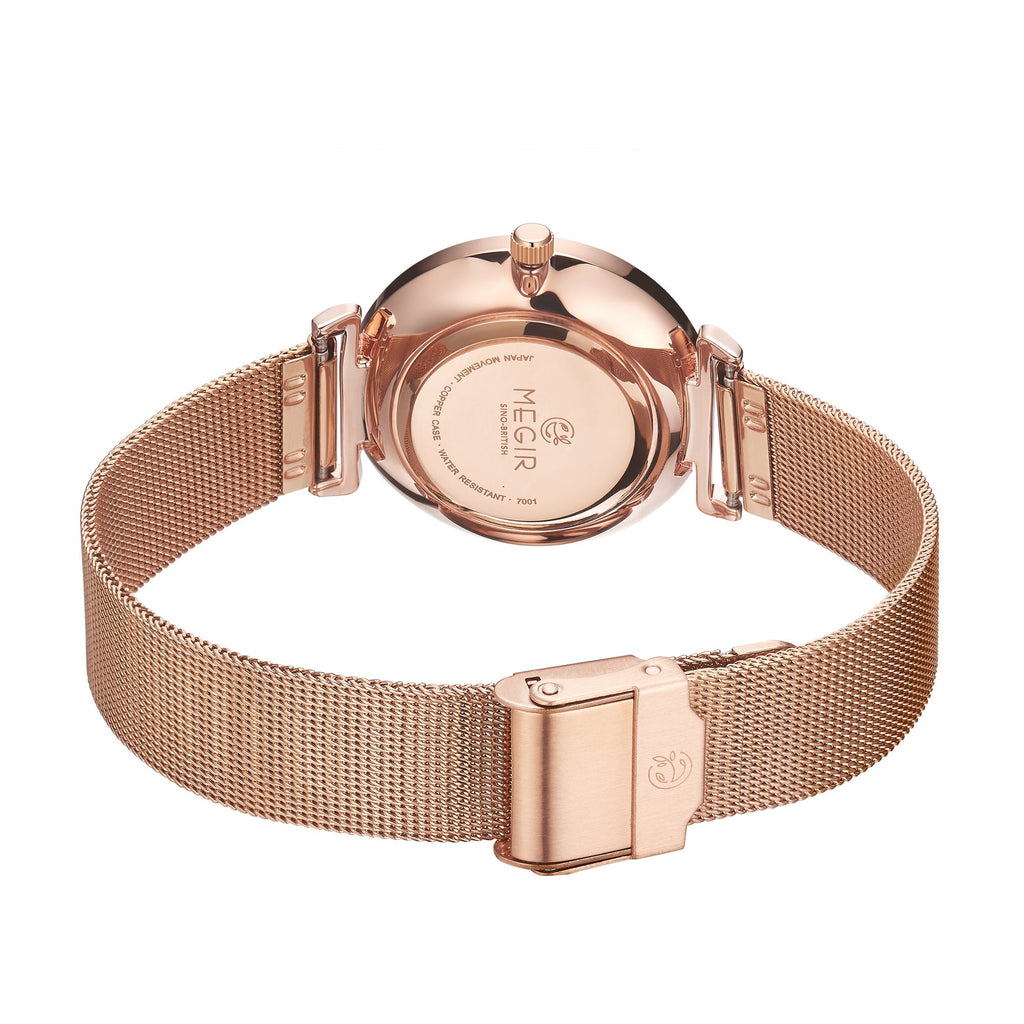 MEGIR 7001 – Reloj de cuarzo con malla de acero