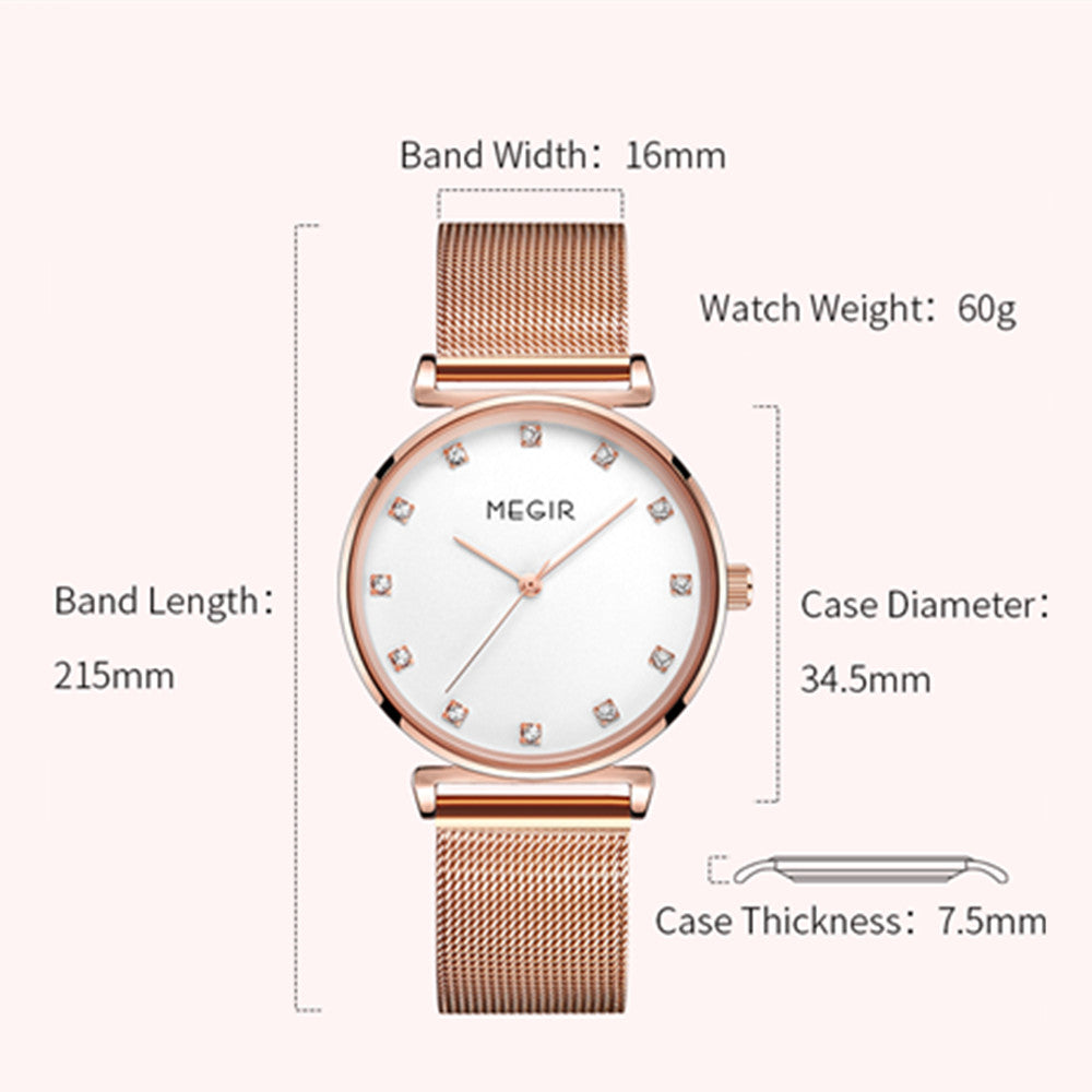 MEGIR 7001 – Reloj de cuarzo con malla de acero