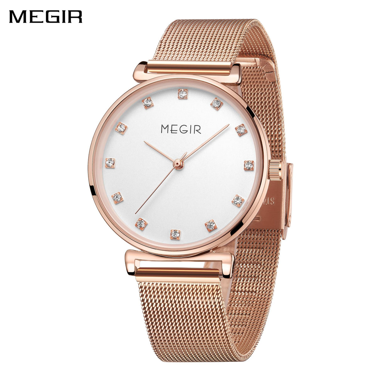 MEGIR 7001 – Reloj de cuarzo con malla de acero