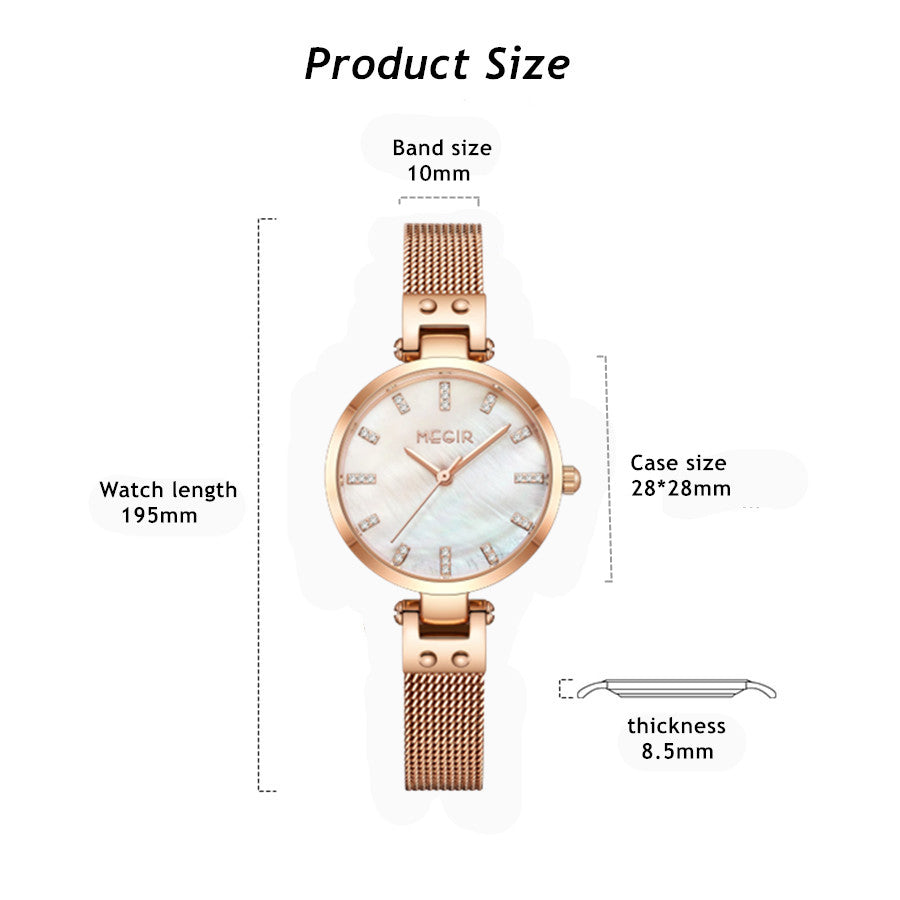 MEGIR 7025 – Reloj de cuarzo con malla de acero