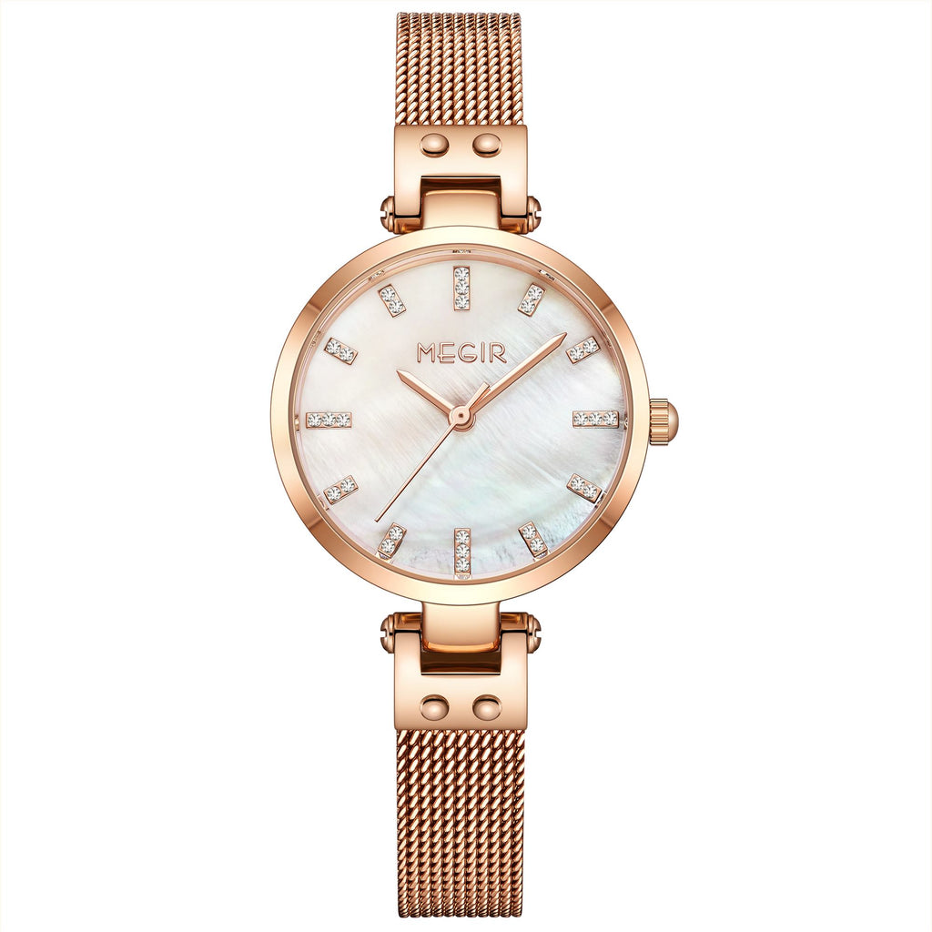 MEGIR 7025 – Reloj de cuarzo con malla de acero
