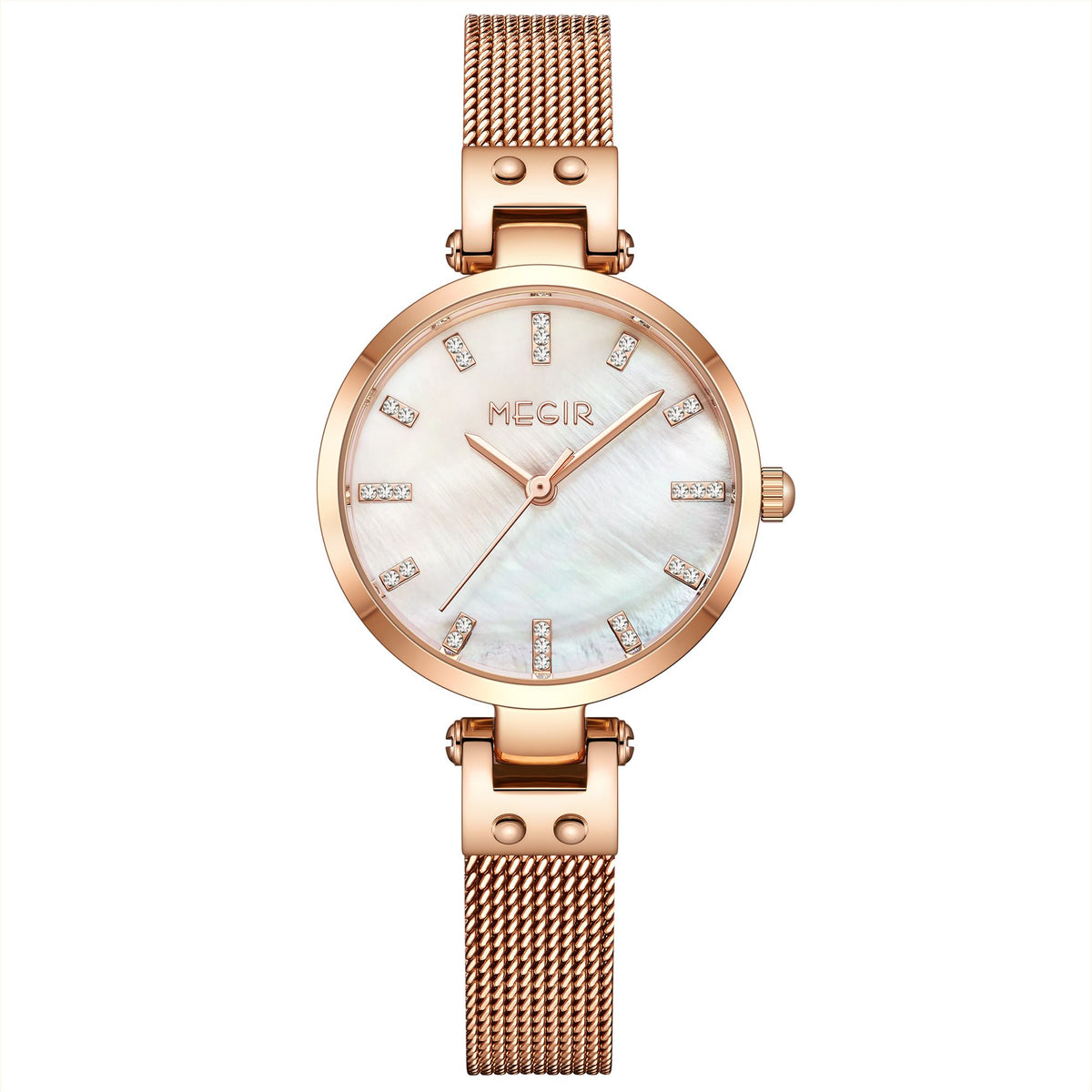 MEGIR 7025 – Reloj de cuarzo con malla de acero