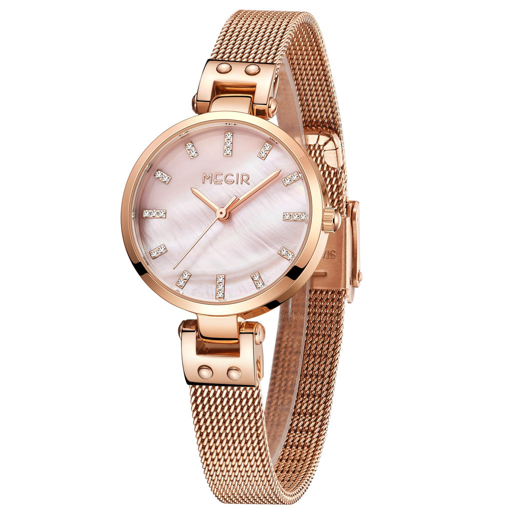 MEGIR 7025 – Reloj de cuarzo con malla de acero