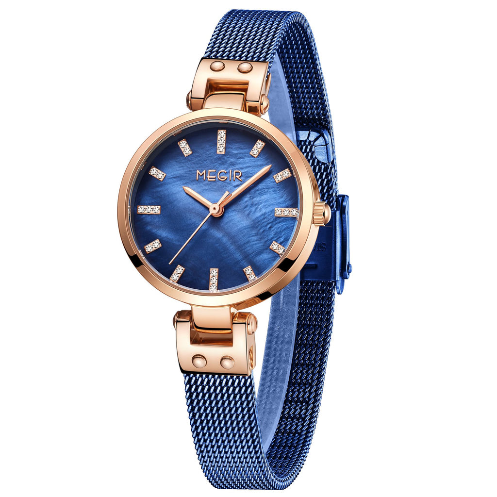MEGIR 7025 – Reloj de cuarzo con malla de acero