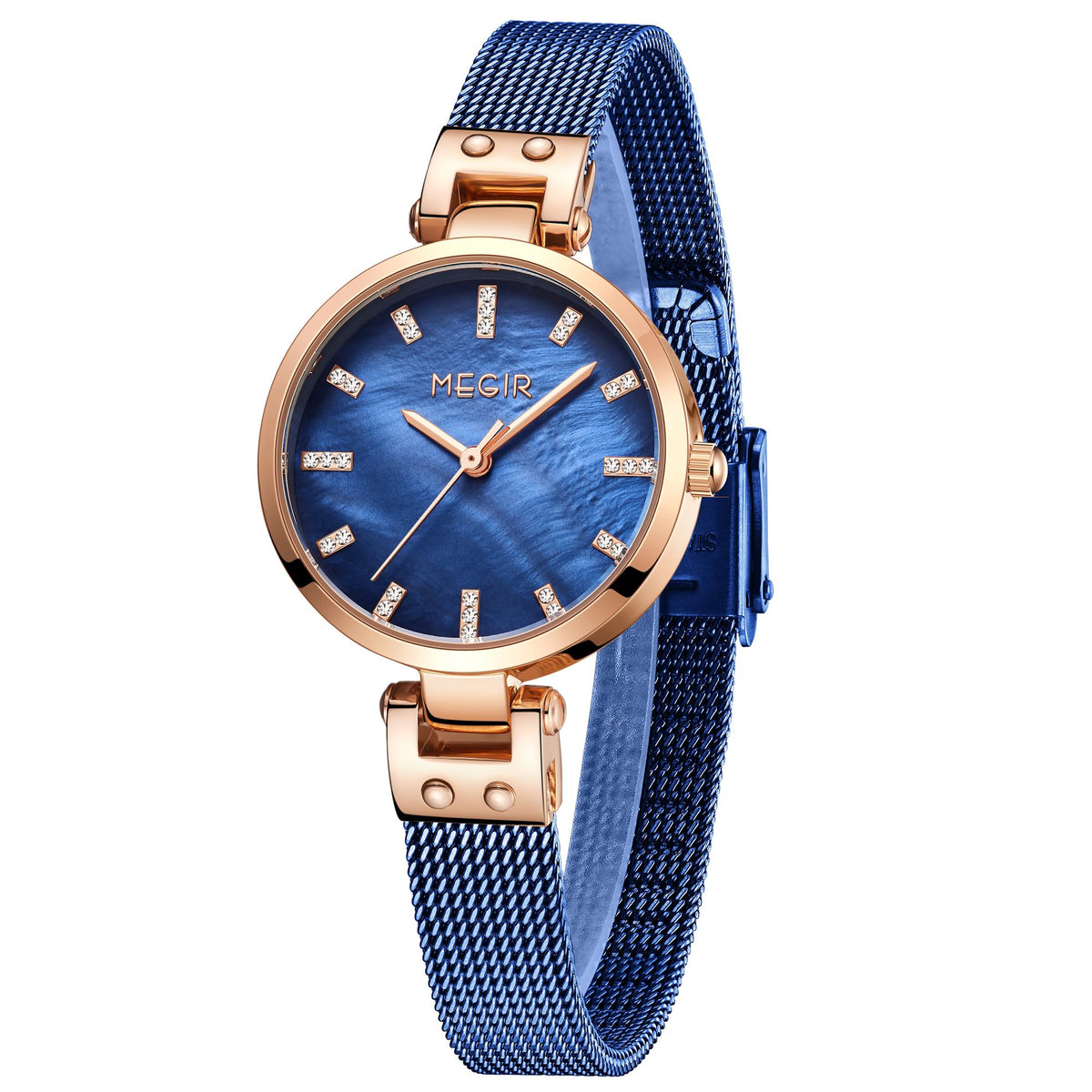 MEGIR 7025 – Reloj de cuarzo con malla de acero