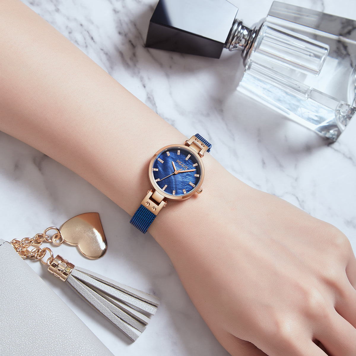 MEGIR 7025 – Reloj de cuarzo con malla de acero