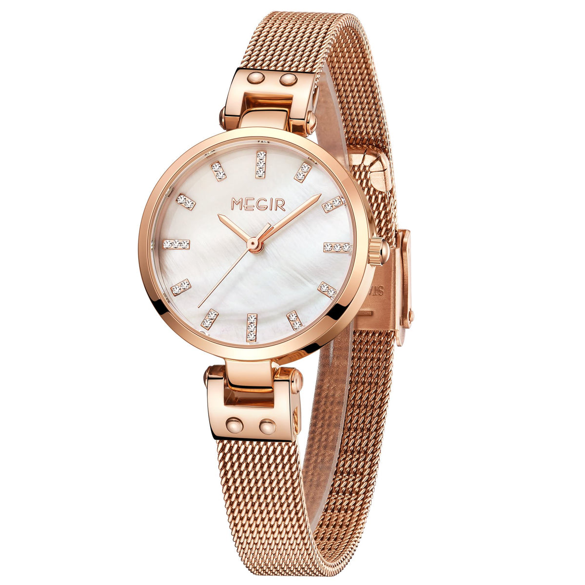 MEGIR 7025 – Reloj de cuarzo con malla de acero