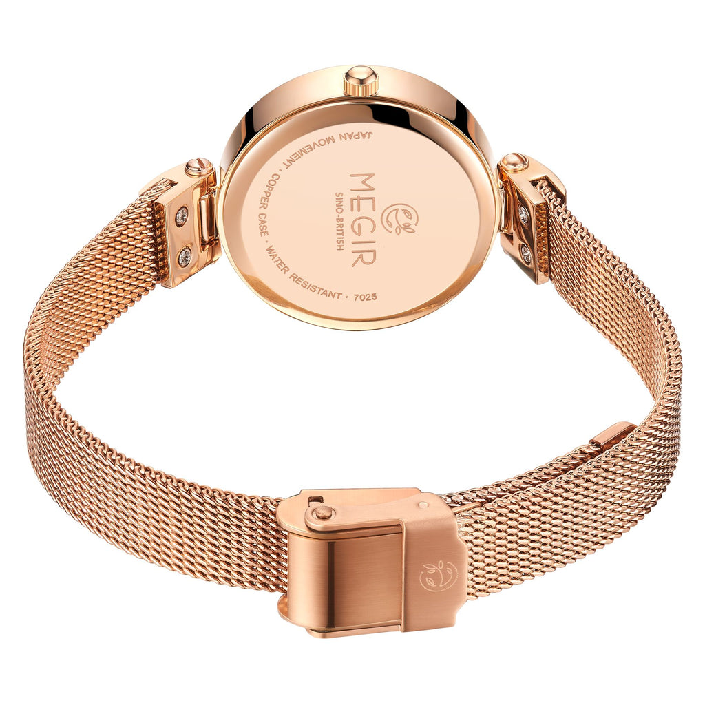 MEGIR 7025 – Reloj de cuarzo con malla de acero