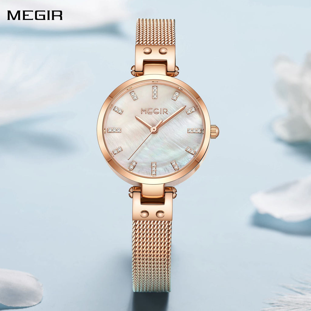MEGIR 7025 – Reloj de cuarzo con malla de acero