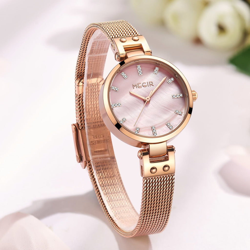 MEGIR 7025 – Reloj de cuarzo con malla de acero