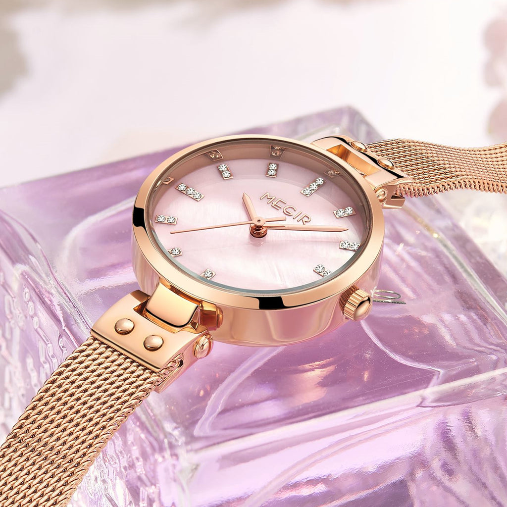 MEGIR 7025 – Reloj de cuarzo con malla de acero