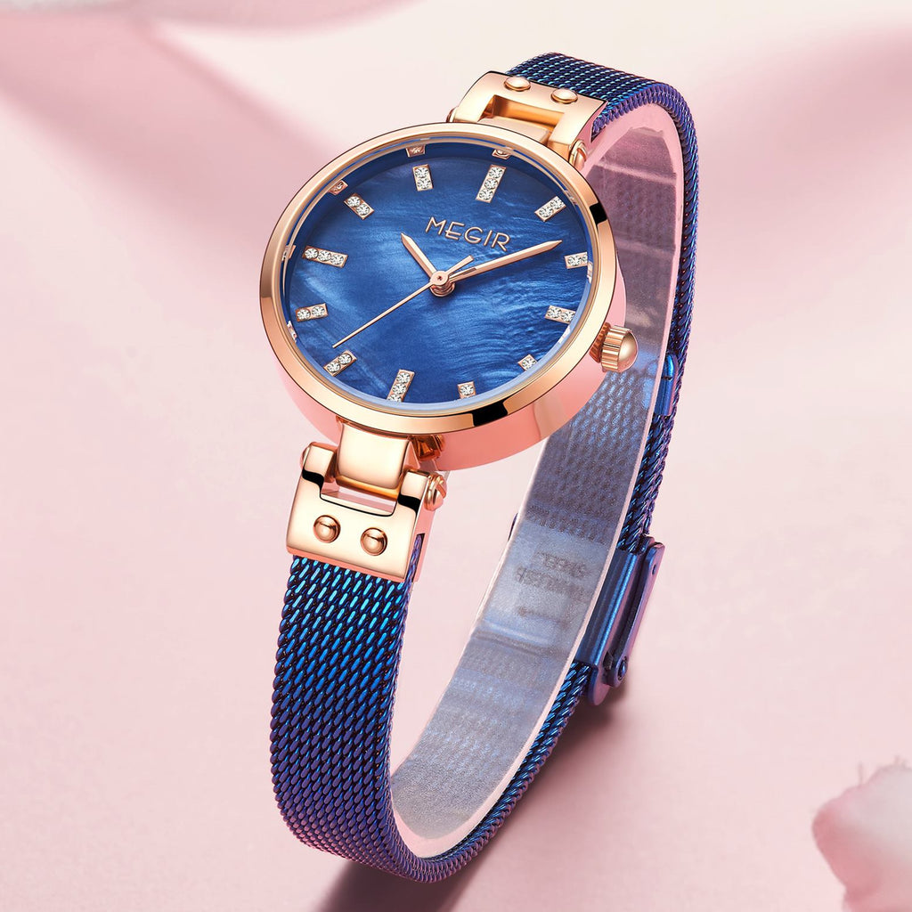 MEGIR 7025 – Reloj de cuarzo con malla de acero
