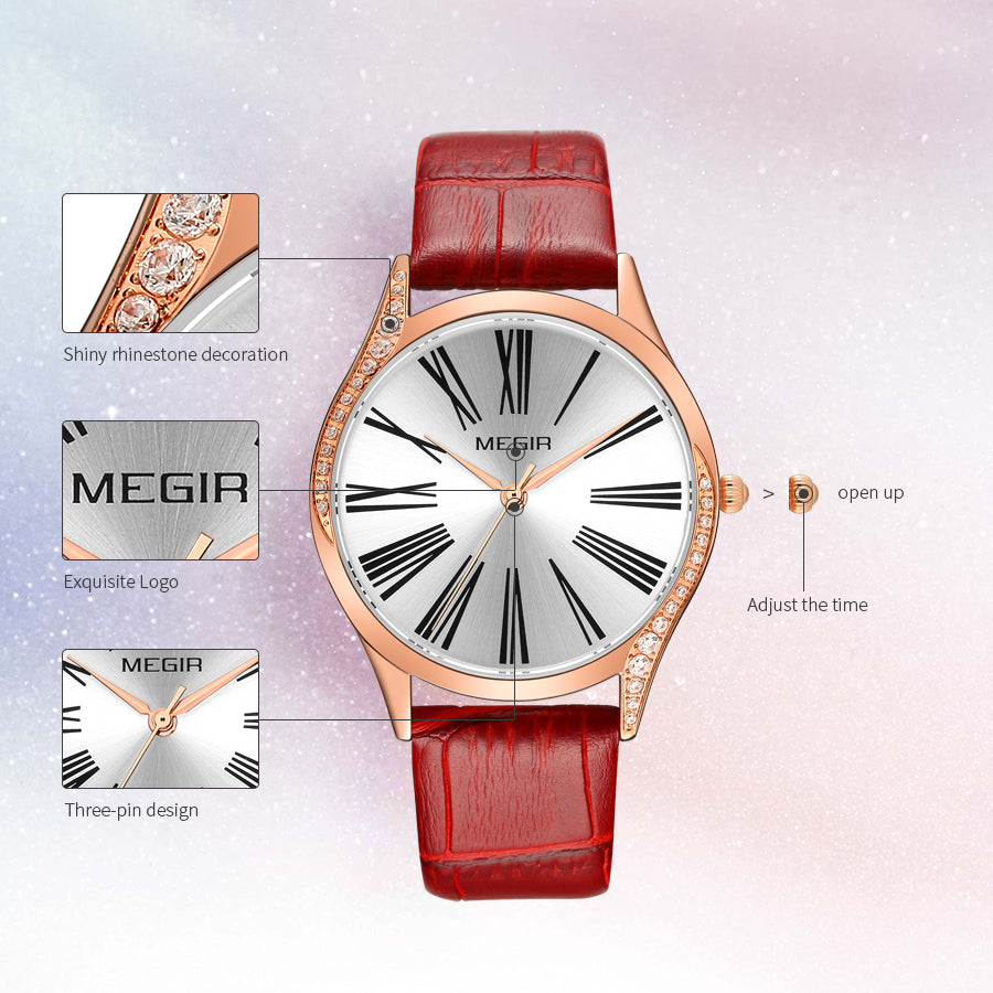 MEGIR 4212 – Reloj de cuarzo con correa de cuero