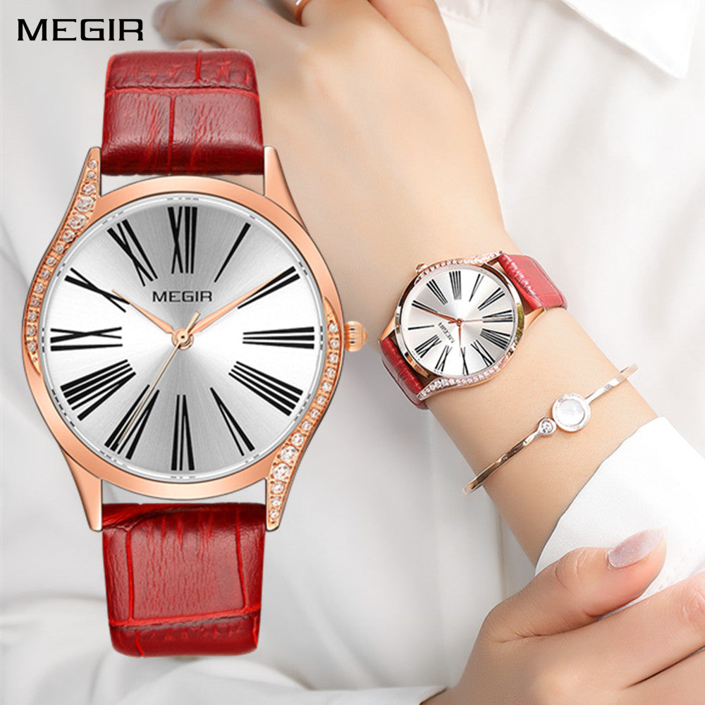 MEGIR 4212 – Reloj de cuarzo con correa de cuero