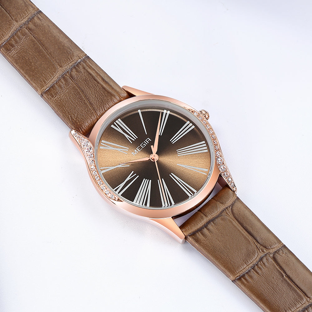 MEGIR 4212 – Reloj de cuarzo con correa de cuero