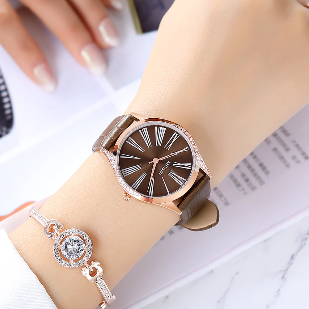 MEGIR 4212 – Reloj de cuarzo con correa de cuero
