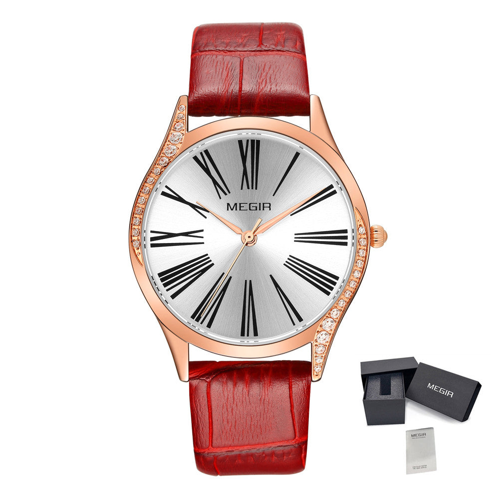 MEGIR 4212 – Reloj de cuarzo con correa de cuero
