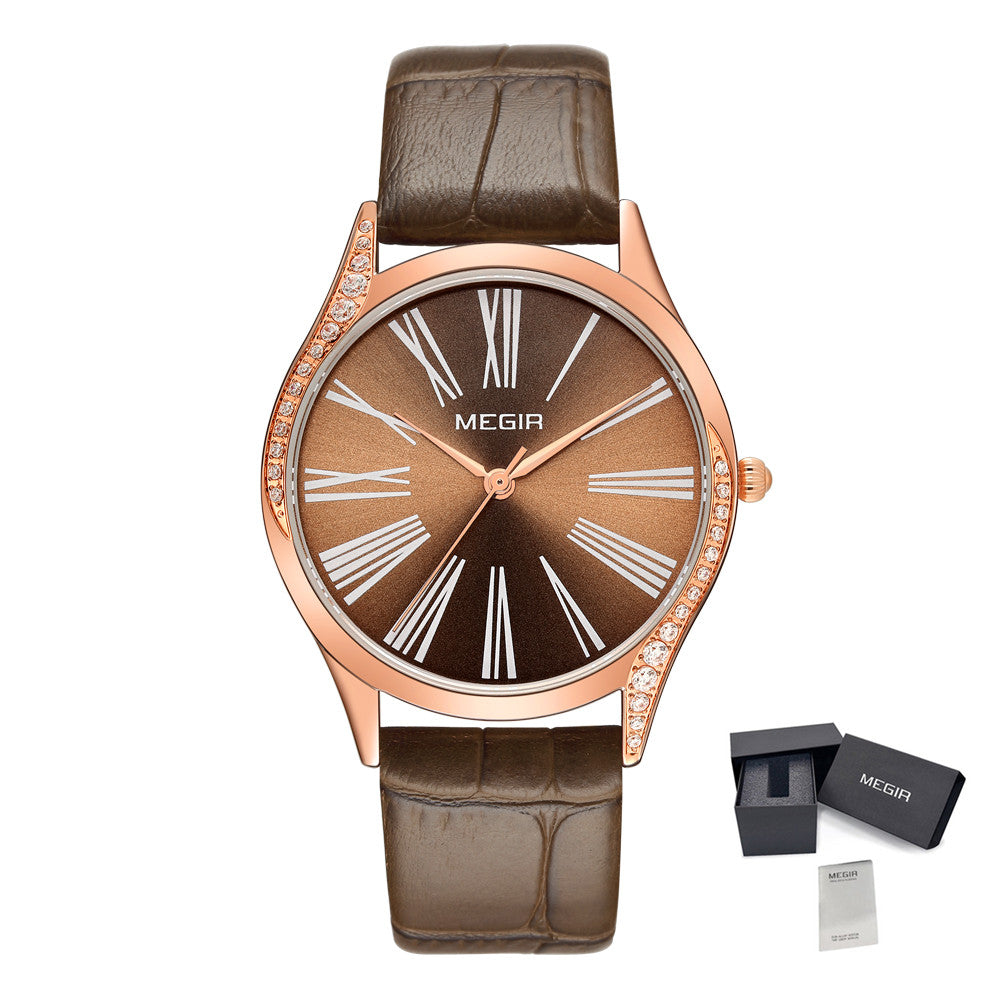 MEGIR 4212 – Reloj de cuarzo con correa de cuero
