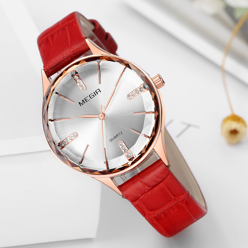 MEGIR 4213 – Reloj elegante de cuarzo con correa de cuero