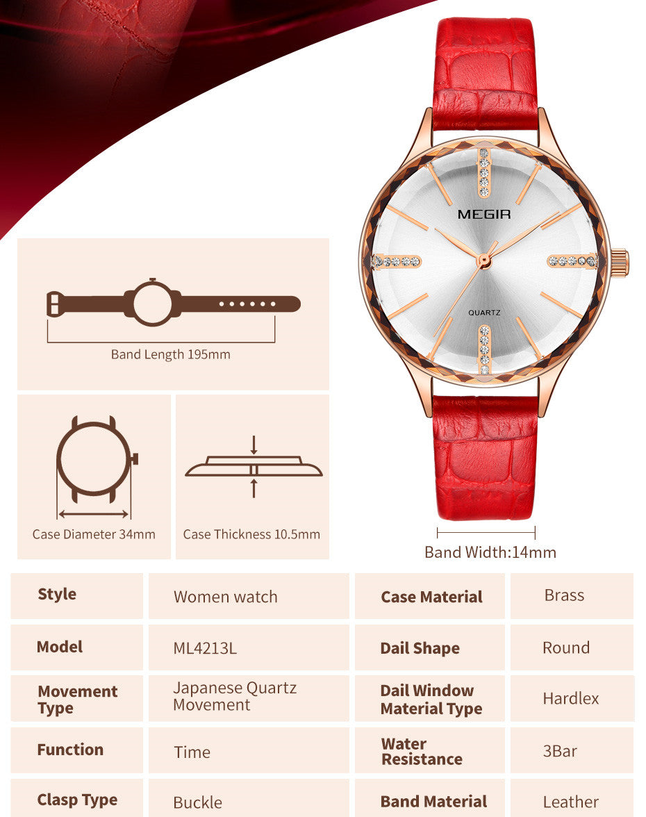 MEGIR 4213 – Reloj elegante de cuarzo con correa de cuero