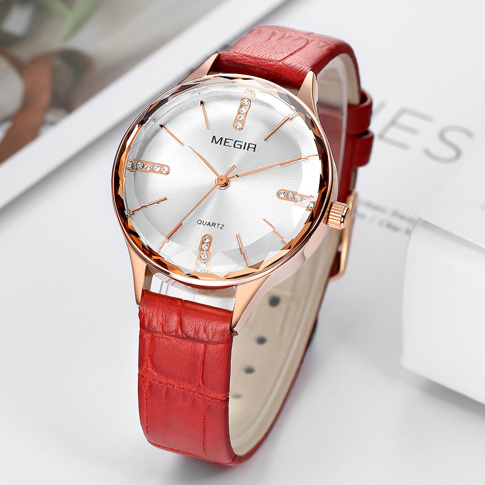 MEGIR 4213 – Reloj elegante de cuarzo con correa de cuero