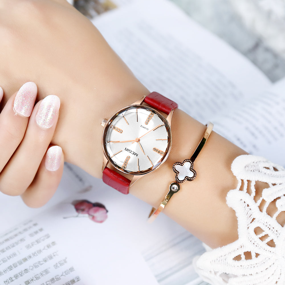 MEGIR 4213 – Reloj elegante de cuarzo con correa de cuero